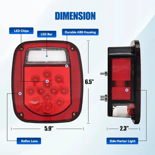 Miniatura 2 de Luces traseras de repuesto LED para Jeep Wrangler TJ YJ CJ-5 CJ-7 1979-2006, lente roja BAR cuadrada freno parada señal de giro reversa lámpara