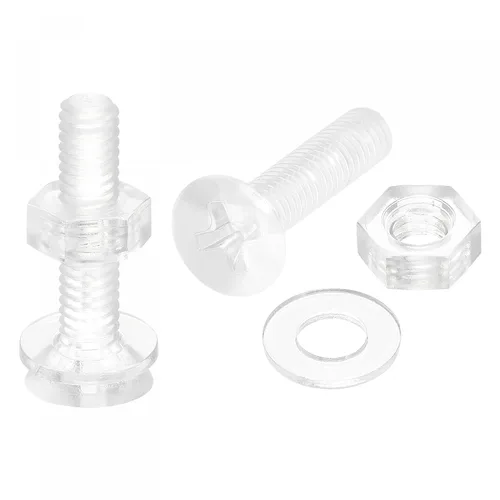 uxcell Tornillos de máquina Phillips de plástico M4 x 0.787 in con tuercas y arandelas planas, pernos de máquina de cabeza plana de PC