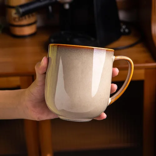 Miniatura 9 de LERATIO Juego de 6 tazas de café de cerámica de 12 onzas, grandes tazas de porcelana con mango grande para café con leche, capuchino, leche, cacao