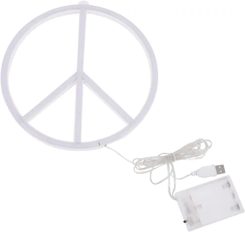 OSALADI Señal de paz LED luz de neón luminosa lámpara de noche única decoración del hogar para dormitorio fiestas batería de doble uso elegante