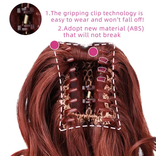 Miniatura 9 de SYXLCYGG Auburn Clip Cola de caballo Clip Cola de caballo Extensión de cola de caballo ondulado 10 pulgadas 3.5 oz pelo sintético falso pieza
