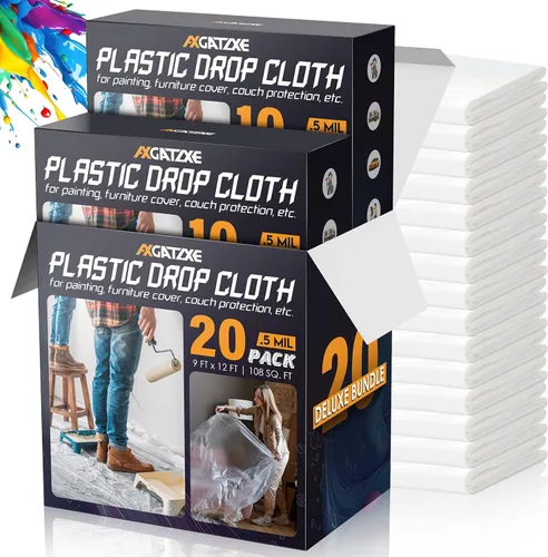 Miniatura 11 de Paños de plástico de 12 x 9 pies (paquete de 6) – Láminas y lonas desechables para pintar, muebles impermeables, sofá/protección del suelo