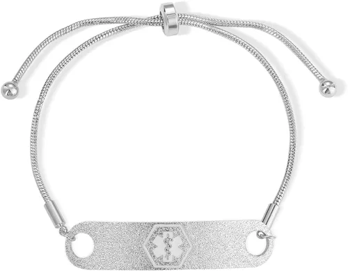 BYFDIY Pulsera de alerta médica personalizada de latón, ajustable, grabada, pulsera de identificación médica, regalos de joyería de emergencia para