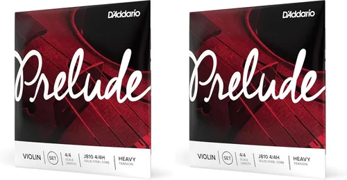 D'Addario Prelude - Juego de cuerdas para violín, escala 4/4, tensión pesada, J810 4/4H, núcleo de acero sólido, tono cálido, económico y duradero,