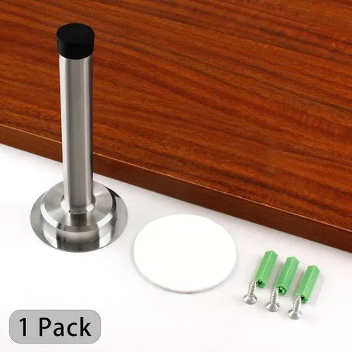 Miniatura 3 de 1 tope de puerta de 5 pulgadas, tapón de puerta largo autoadhesivo de acero inoxidable, amortiguador de sonido, tope de puerta de tornillo
