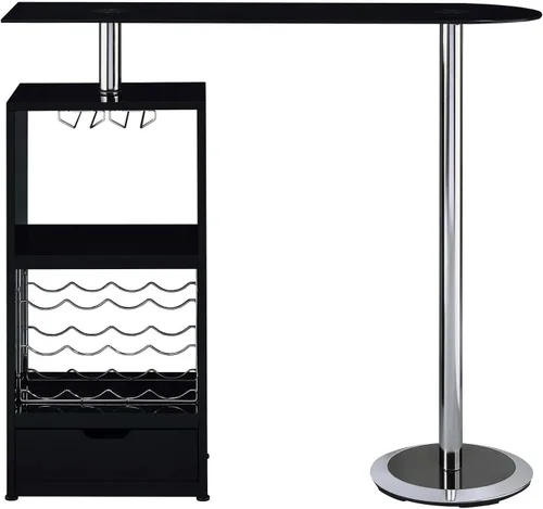 Miniatura 4 de Coaster Furniture - Mesa de bar con almacenamiento de vino, color negro 120451