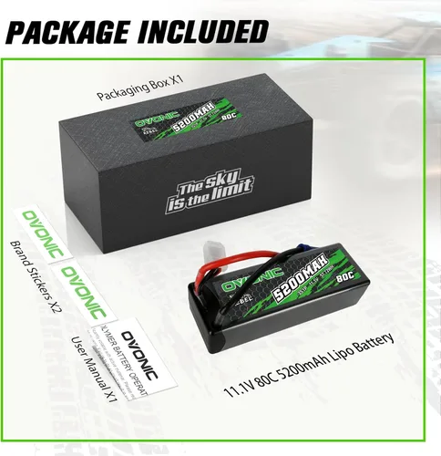 Miniatura 6 de OVONIC Batería Lipo 80C 3S 5200mAh 11.1V con conector EC5 para arrma 1/10, 1/8, 1/7Scale RC coches y camiones Buggy Truggy