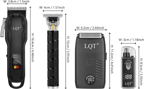 Miniatura 7 de Men's Hair Clippers & Trimmer Kit, 4-in-1 Electric Shaver Set with LED Display, Waterproof Body Groomer, Nose Trimmer & T-Blade for Bald Head, Full