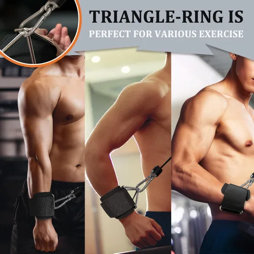 Miniatura 5 de Paquete de 2 muñequeras para máquina de cable, acolchado de neopreno ajustable, talla única, correas de muñeca de fitness para hombres y mujeres