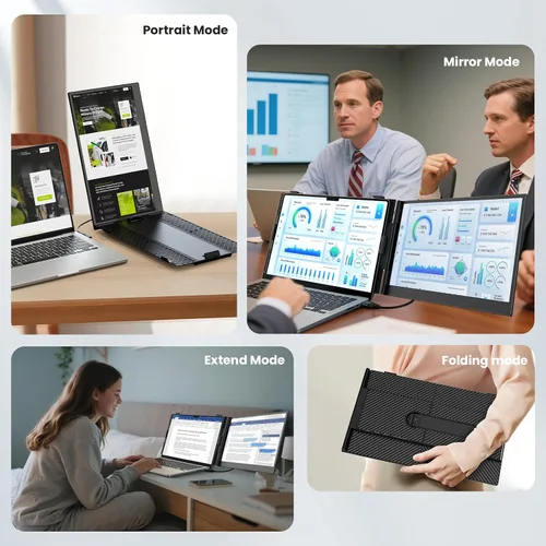 Miniatura 7 de Extensor de pantalla para laptop, 14 pulgadas, ultrafino y ligero, monitor de viaje portátil FHD de 1080P, Plug & Play, monitor extendido portátil