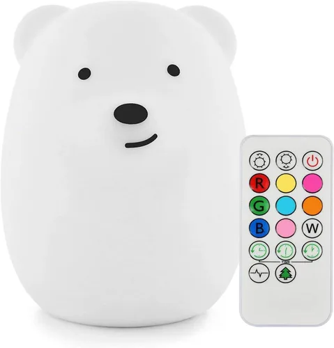 Miniatura 17 de Luz nocturna de alpaca para niños, lámpara de noche LED para habitación de los niños, luz de silicona suave recargable, brillo y colores ajustables