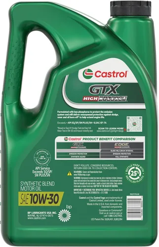 Miniatura 4 de Castrol GTX High Mileage 10W-30 Aceite de Motor de Mezcla Sintética, 5 Cuartos
