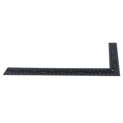 Miniatura 6 de Bettomshin 1 regla cuadrada en forma de L de metal negro, 11.81 x 7.87 pulgadas, pequeña regla cuadrada de medición de acero inoxidable templado