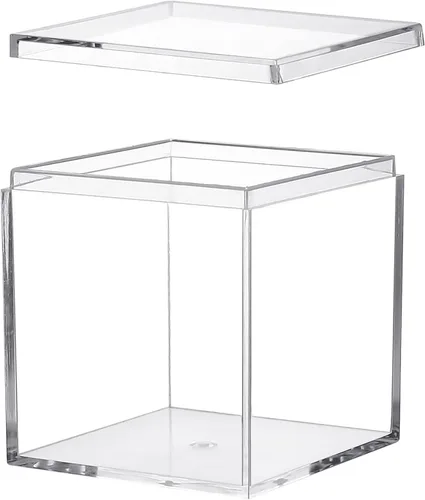 Miniatura 10 de KissYou Pequeña caja de acrílico con tapa, cubo cuadrado transparente, contenedores de almacenamiento de joyas para dulces, graduación, boda, fiesta