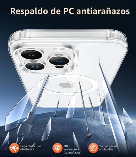 Miniatura 5 de FNTCASE Funda para iPhone 13 Pro-Max: Fundas magnéticas transparentes compatibles con Magsafe Slim anti amarillamiento protección contra caídas
