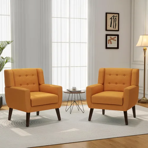 Miniatura 9 de Silla decorativa, sillas de tela moderna de mediados de siglo con brazos para sala de estar, cómodo sillón tapizado para dormitorio, sala de espera
