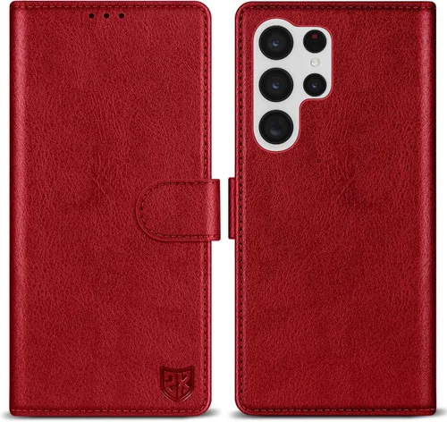 Miniatura 23 de ZZXX Funda tipo cartera para Samsung Galaxy S22 Ultra con bloqueo RFID, ranura para tarjetas, función atril, cierre magnético, funda protectora