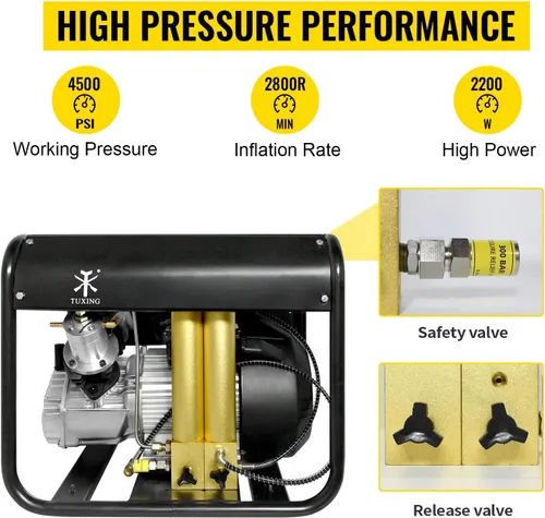 Miniatura 2 de TUXING Compresor de aire Pcp de 4500 psi, compresor de alta presión Pcp para tanque de buceo, compresor de buceo para llenado de tanque de buceo