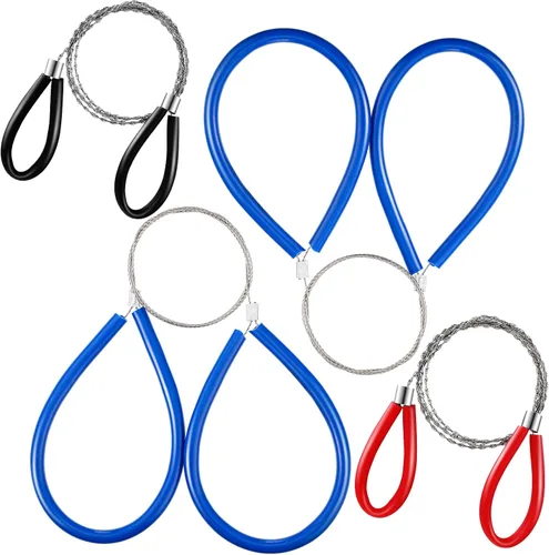 Miniatura 7 de 4 piezas de sierra de cable de acero inoxidable, sierra de alambre de metal de mano de bolsillo, herramientas de corte de cuerda de supervivencia