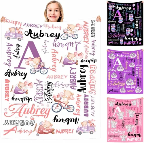 Miniatura 15 de MyPupSocks Manta Decorativa Personalizada con Nombre Personalizado Mantas para Niña Hija Nieta Manta Bonita (7 Tamaños)