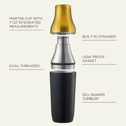 Miniatura 5 de Kitessensu Coctelera Híbrida de Cócteles Coctelera de Martini de Acero Inoxidable con Aislamiento al Vacío con Copa de Martini de Doble Pared