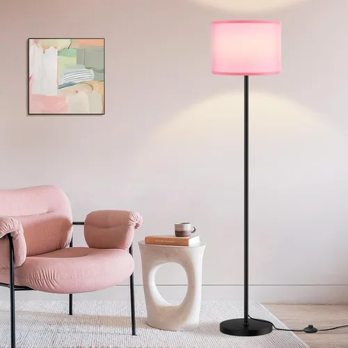 Miniatura 24 de Ambimall - Lámpara de pie moderna con control remoto, lámparas altas para sala de estar, habitación, oficina y comedor, pantalla beige con poste