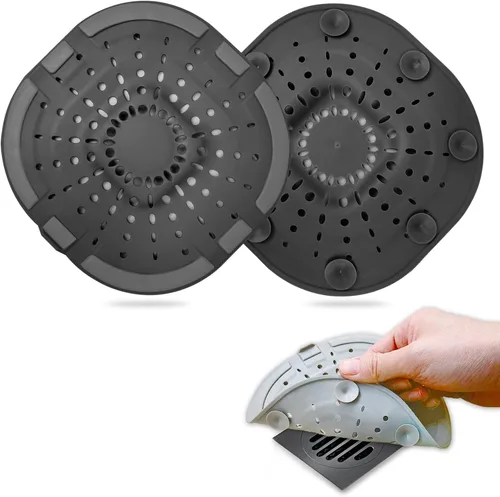 Miniatura 17 de Recolector de cabello cuadrado con ventosas para desagüe, tapón de silicona para ducha, fácil de instalar para baño, tina y cocina, 2
