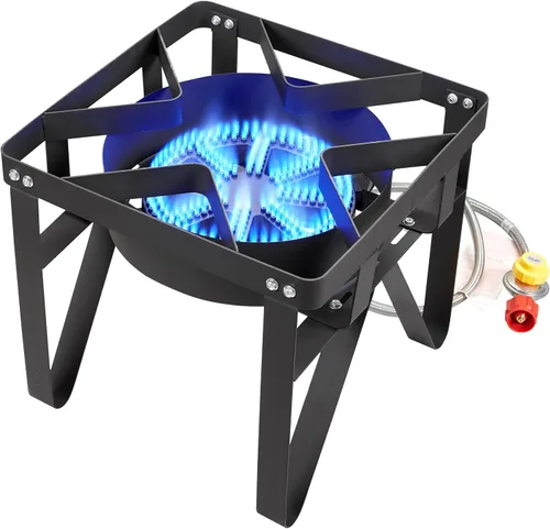 Miniatura 3 de Vivicreate Estufa de Gas Propano, 185000 BTU de Alta Presión para Acampar al Aire Libre con Regulador, Quemador de Hierro Fundido, Regulador