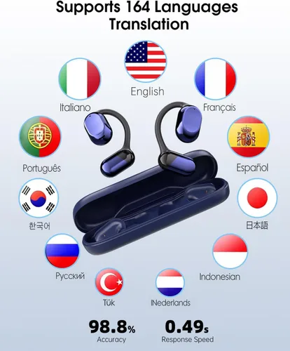 Miniatura 2 de AI Translator - Auriculares inalámbricos Bluetooth - Traducción de 164 idiomas sin necesidad de suscripción, llamadas de audio y video, intérprete