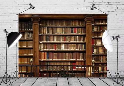 BELECO Librería vintage de tela de 5 x 3 pies, estantes de libros antiguos en biblioteca antigua, fondo de fitografía para decoración de fiestas,