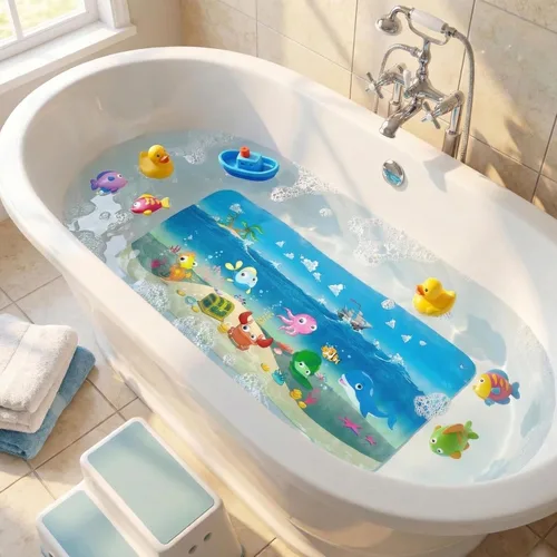 Miniatura 10 de BEEHOMEE Tapetes de baño para bañera para niños, bebés y niños pequeños - Grandes tapetes antideslizantes de dibujos animados para baño, bañera