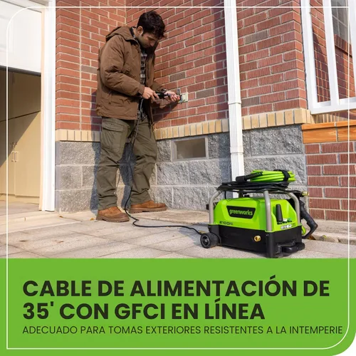 Miniatura 13 de Greenworks 2100 PSI (certificado SGS) 1.2 GPM 13Amp Lavadora eléctrica compacta a presión con mango telescópico para autos, calzadas, patios