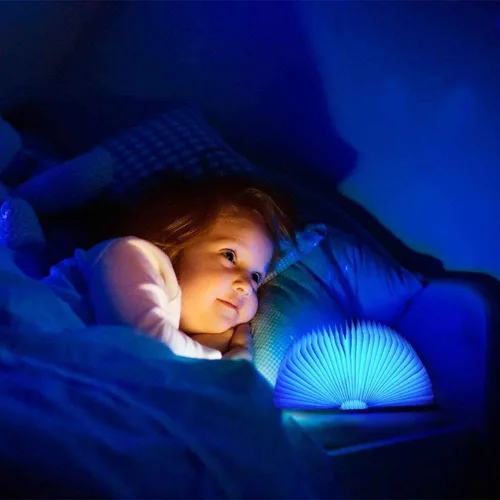 Miniatura 9 de tooloflife Lámpara de libro plegable novedad lámpara de mesa de madera portátil luz de escritorio LED linterna de papel con USB recargable