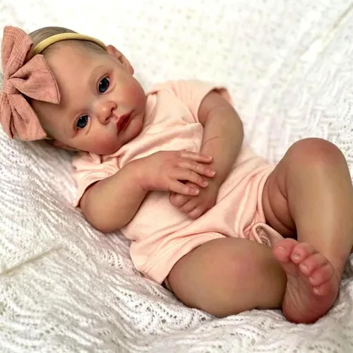 Miniatura 2 de Anano Muñecas Reborn de silicona de cuerpo completo de 19 pulgadas, muñeca realista de bebé niña, muñeca de bebé de silicona completa, muñeca recién