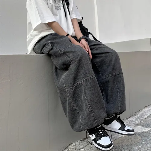 Miniatura 4 de Y2K - Pantalones de mezclilla holgados Emo Cyber Cargo Grunge Vintage Demin Ropa estética Hiphop Jogger Pantalones deportivos góticos Streetwear