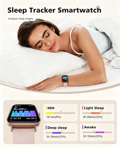 Miniatura 4 de Quican Relojes inteligentes para mujer, compatibles con teléfonos iPhone y Android, llamadas, monitor de frecuencia cardíaca/sueño, Alexa, reloj