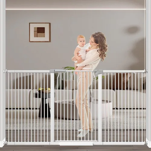 Miniatura 16 de Puerta extra alta para bebés de 40.5 pulgadas, sin taladros, puerta extra ancha de 54.7 a 60.2 pulgadas para perros y mascotas, para interiores