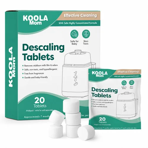Tabletas descalcificadoras para lavadora y calentadores de botellas (20 unidades) – Tabletas descalcificadoras, elimina los residuos de leche de cal