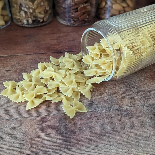 Miniatura 8 de Mason & Fable Tarro de vidrio acanalado, apilable y hermético, tapa de madera, recipiente de almacenamiento para galletas, golosinas, té o azúcar