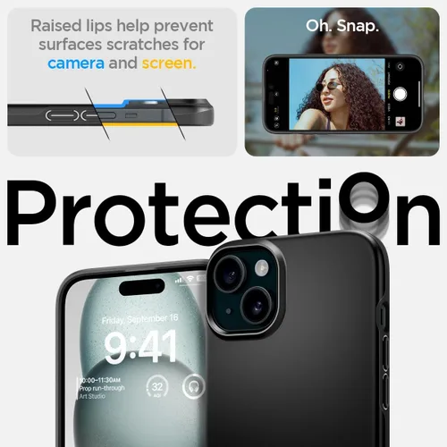 Miniatura 5 de Spigen Funda delgada diseñada para iPhone 15 (2023) [carcasa dura] [protección de grado militar] - negro 2023