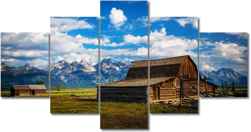 Miniatura 98 de TUMOVO Lienzo decorativo para pared de sala de estar, 5 paneles de naturaleza, Alaska, Estados Unidos, autopista alrededor de montañas, paisaje