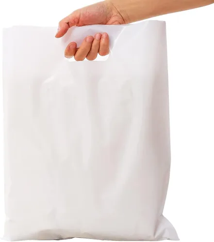 Miniatura 2 de ysmile Bolsa de plástico para compras para pequeñas empresas, bolsa de polietileno para mercancías con asa troquelada de gran tamaño 11.8x15.8