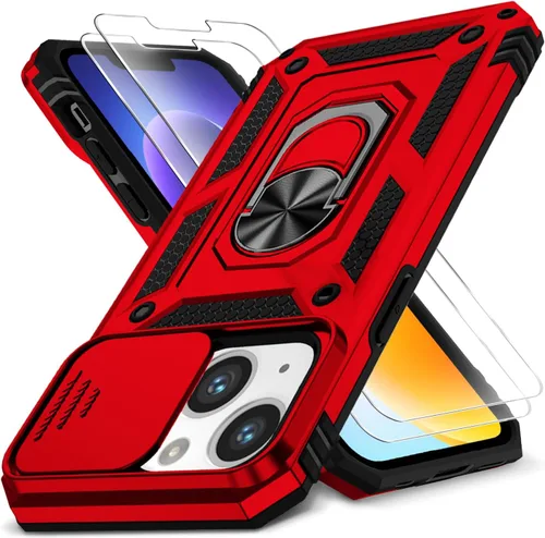 Miniatura 60 de Funda HakkTaoo para iPhone 13/iPhone 14 de 6.1 Pulgadas con Funda Deslizante para Cámara + Protector de Pantalla (2 Paquetes), Funda Protectora a