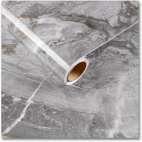 Miniatura 14 de CRE8TIVE Papel adhesivo de mármol gris dorado mate para encimeras, impermeable, 12 x 80 pulgadas, papel tapiz de mármol pizarra, despegar y pegar