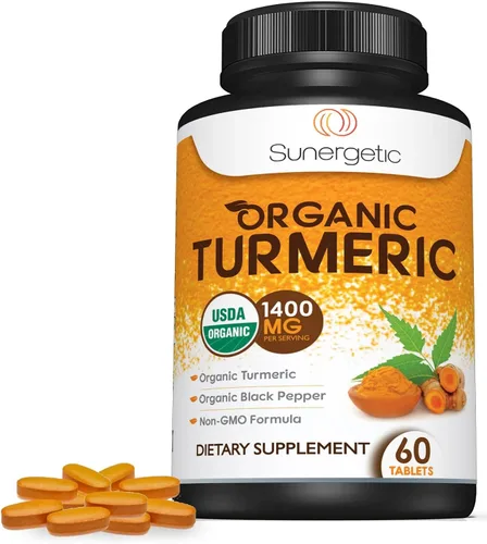 Miniatura 5 de Suplemento de cúrcuma orgánico certificado por USDA, incluye cúrcuma orgánica y pimienta negra orgánica, 1,400 mg de cúrcuma por porción, 60