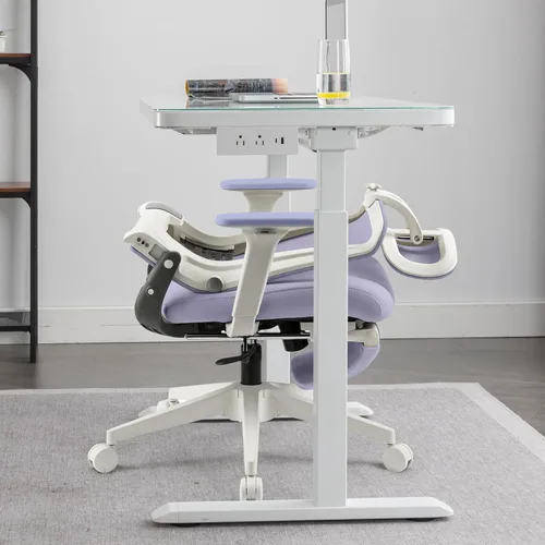 Miniatura 2 de Silla de oficina plegable con reposapiés, silla de oficina ergonómica con soporte lumbar ajustable, reposacabezas, reposabrazos, silla de escritorio