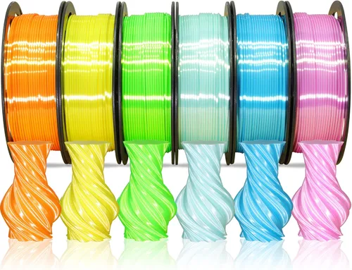 Miniatura 8 de MIKA3D 6 carretes de filamento para impresora 3D bicolor de 1.75mm, paquete de filamento de seda PLA, seda
