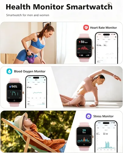 Miniatura 3 de Quican Relojes inteligentes para mujer, compatibles con teléfonos iPhone y Android, llamadas, monitor de frecuencia cardíaca/sueño, Alexa, reloj