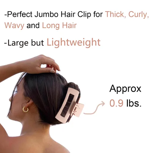 Miniatura 5 de Pinzas de garra extra grandes de 5 pulgadas para una sujeción fuerte, pinzas para el cabello mate XL, 4 clips gigantes de gran tamaño para cabello