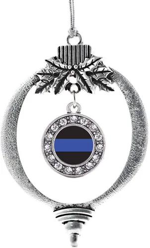 Miniatura 93 de Inspired Silver - Bonita bandera estadounidense - Adorno de Navidad plateado - Adorno de árbol de Navidad con dije circular con circonita cúbica